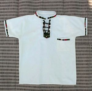 Linen drawstring guayabera shirt